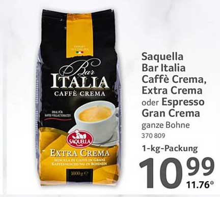 Saquella Bar Italia Caffè Crema, Extra Crema oder Espresso Gran Crema 1-kg-Packung