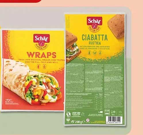 Schär Wraps und Ciabatta Rustica