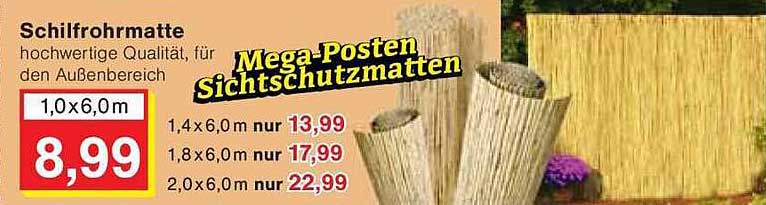 Schilfrohrmatte 1,0 x 6,0 m - Hochwertige Qualität für den Außenbereich