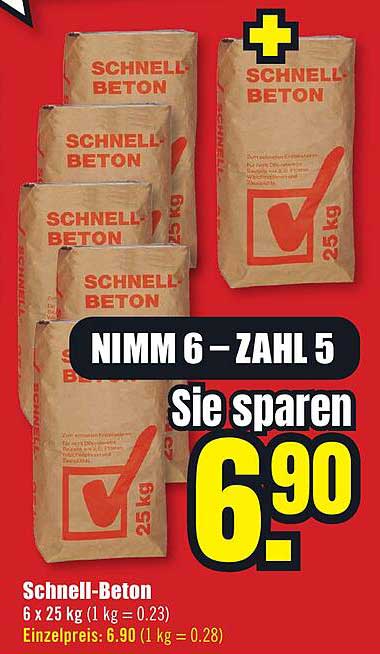 Schnell-Beton 6 x 25 kg - NIMM 6 – ZAHL 5