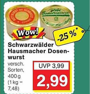 Schwarzwälder Hausmacher Dosenwurst 400 g - verschiedene Sorten