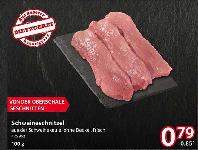 Schweineschnitzel aus der Schweinekeule, ohne Deckel, frisch