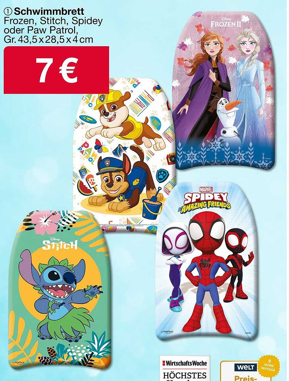 Schwimm Brett – Frozen, Stitch, Spidey oder Paw Patrol
