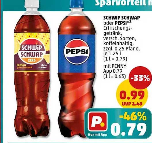 SCHWIP SCHWAP oder PEPSI 1,25L für nur 0,79 €