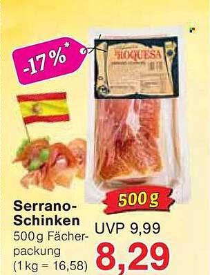 Serrano-Schinken 500g Fächerpackung