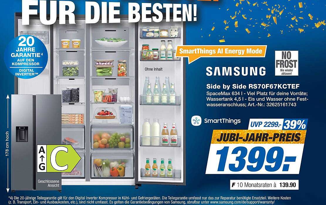 Side by Side Kühlschrank Samsung RS70F67KCTEF