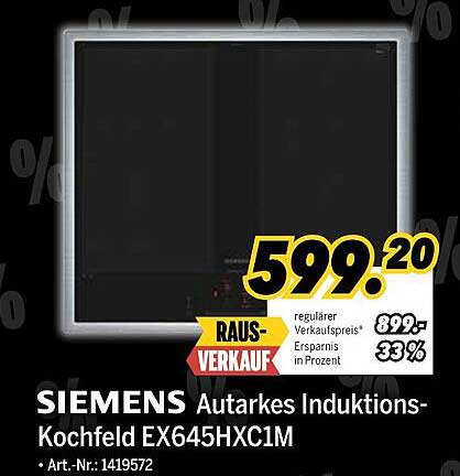 SIEMENS Autarkes Induktions-Kochfeld EX645HXC1M