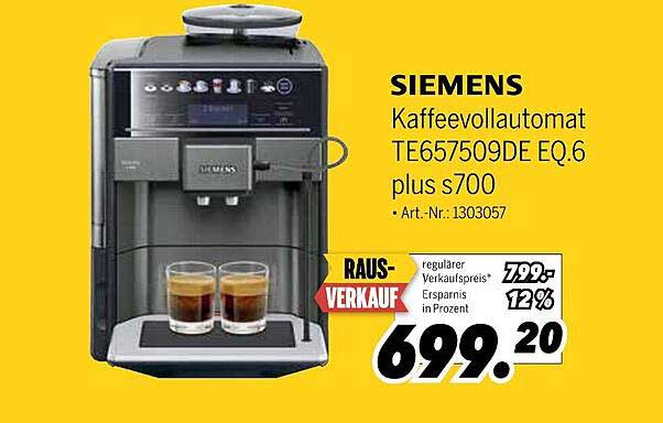 SIEMENS Kaffeevollautomat TE657509DE EQ.6 plus s700