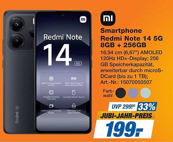 Smartphone Redmi Note 14 5G 8GB + 256GB