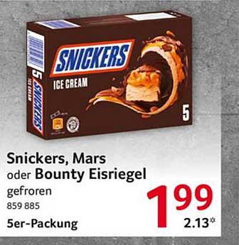 Snickers, Mars oder Bounty Eisriegel 5er-Packung