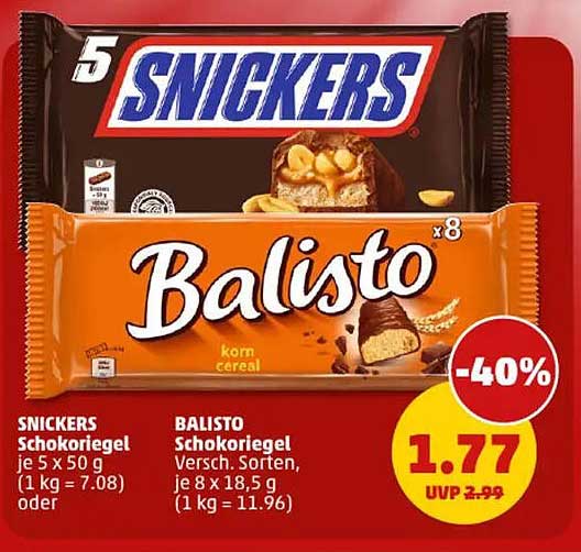 Snickers Schokoriegel & Balisto Schokoriegel im Angebot