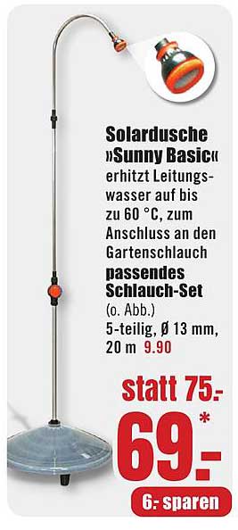 Solardusche „Sunny Basic“ - Heißes Wasser für heiße Tage