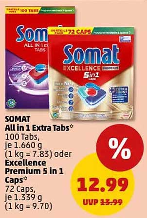 Somat All in 1 Extra Tabs - 100 Tabs für strahlend sauberes Geschirr