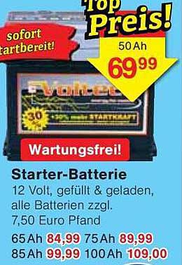 Starter-Batterie 12 Volt - sofort startbereit!