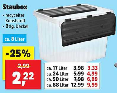 Staubox - recycelter Kunststoff mit 2tlg. Deckel