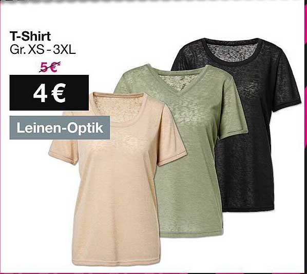 T-Shirt Gr. XS - 3XL - Leinen-Optik