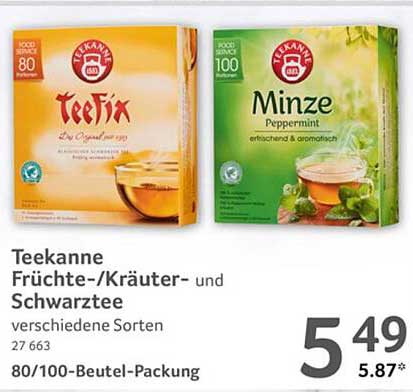 Teekanne Früchte-/Kräuter- und Schwarztee verschiedene Sorten 80/100-Beutel-Packung