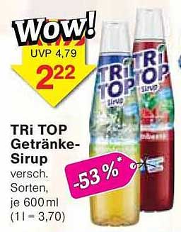 TRei TOP Getränke-Sirup 600ml - Vielfalt für jeden Geschmack