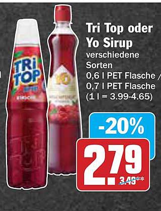 Tri Top oder Yo Sirup verschiedene Sorten