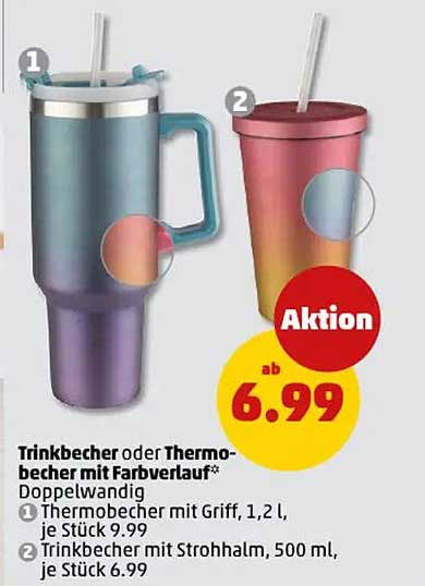 Trinkbecher oder Thermobecher mit Farbverlauf