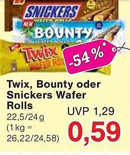 Twix, Bounty oder Snickers Wafer Rolls