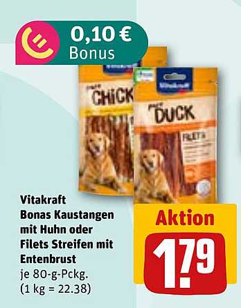 Vitakraft Bonas Kaustangen mit Huhn oder Filets Streifen mit Entenbrust
