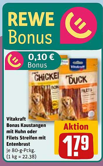 Vitakraft Bonas Kaustangen mit Huhn oder Filets Streifen mit Entenbrust