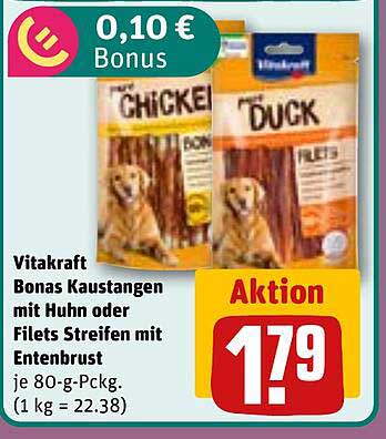 Vitakraft Bonas Kaustangen mit Huhn oder Filets Streifen mit Entenbrust