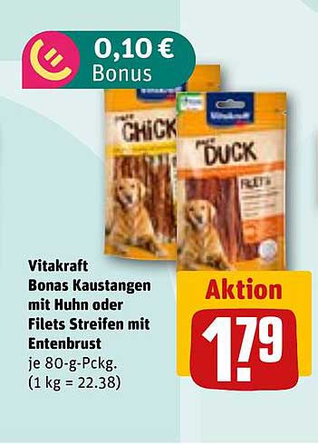 Vitakraft Bonas Kaustangen mit Huhn oder Filets Streifen mit Entenbrust