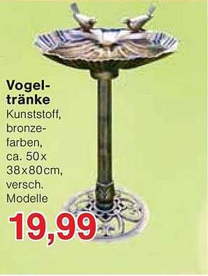 Vogeltränke aus Kunststoff, bronze-farben, ca. 50 x 38 cm, verschiedene Modelle