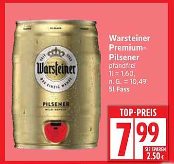 Warsteiner Premium-Pilsener 5l Fass - pfandfrei