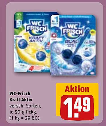 WC-Frisch Kraft Aktiv -verschiedene Sorten, je 50-g-Pack.