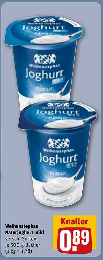 Weihenstephan Naturjoghurt mild 500 g Becher