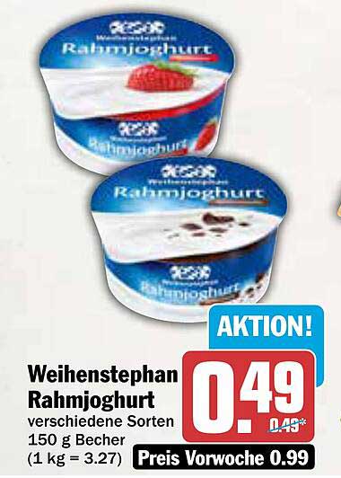 Weihenstephan Rahmjoghurt verschiedene Sorten 150 g Becher