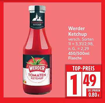 Werder Tomaten Ketchup 450ml Flasche