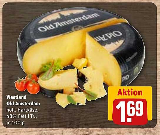 Westland Old Amsterdam holl. Hartkäse, 48% Fett i.Tr., je 100 g