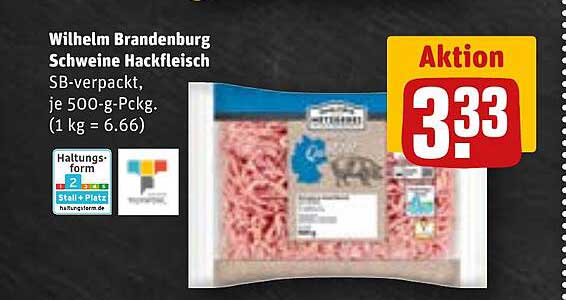 Wilhelm Brandenburg Schweine Hackfleisch SB-verpackt, je 500-g-Pckg.