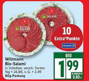 Wiltmann Bio-Salami in Scheiben, verschieden Sorten
