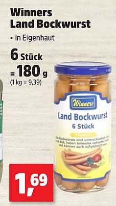 Winners Land Bockwurst in Eigenhaut – 6 Stück