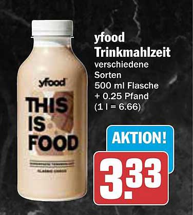 yfood Trinkmahlzeit verschiedene Sorten 500 ml Flasche + 0.25 Pfand