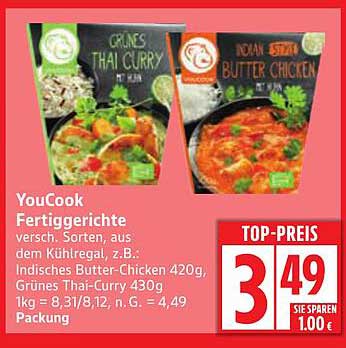 YouCook Fertiggerichte – Indisches Butter-Chicken und Grünes Thai-Curry