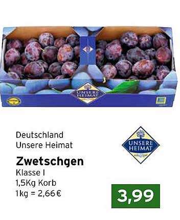 Zwetschgen Klasse I 1,5 kg Korb