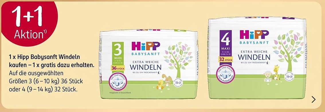 1 + 1 Aktion: Hipp Babysanft Windeln