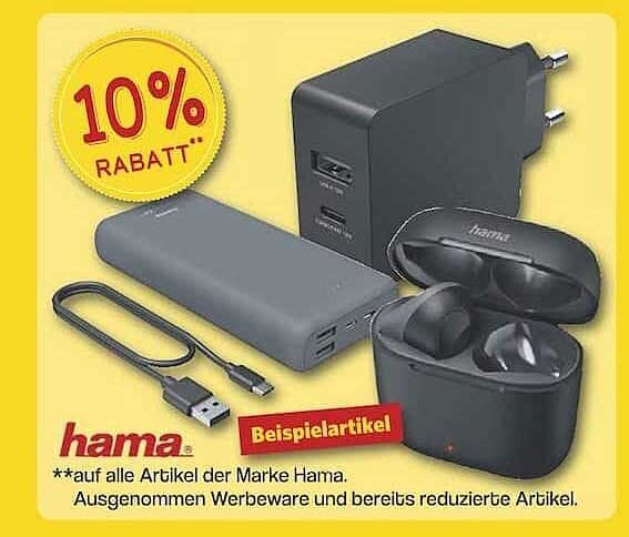 10% Rabatt auf alle Artikel der Marke Hama