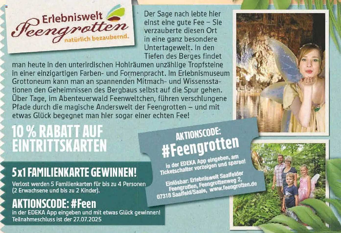 10 % Rabatt auf Eintrittskarten zur Erlebniswelt Feengrotten