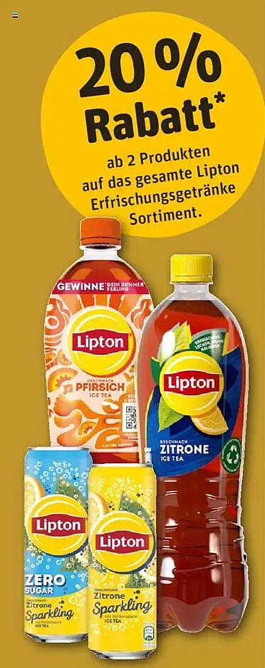 20 % Rabatt auf das gesamte Lipton Erfrischungsgetränke-Sortiment
