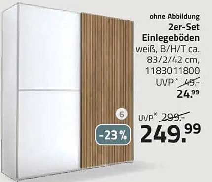 2er-Set Einlegeböden weiß, B/H/T ca. 83/2/42 cm