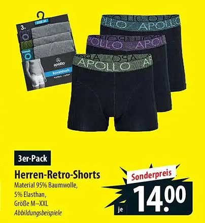 3er-Pack Herren-Retro-Shorts