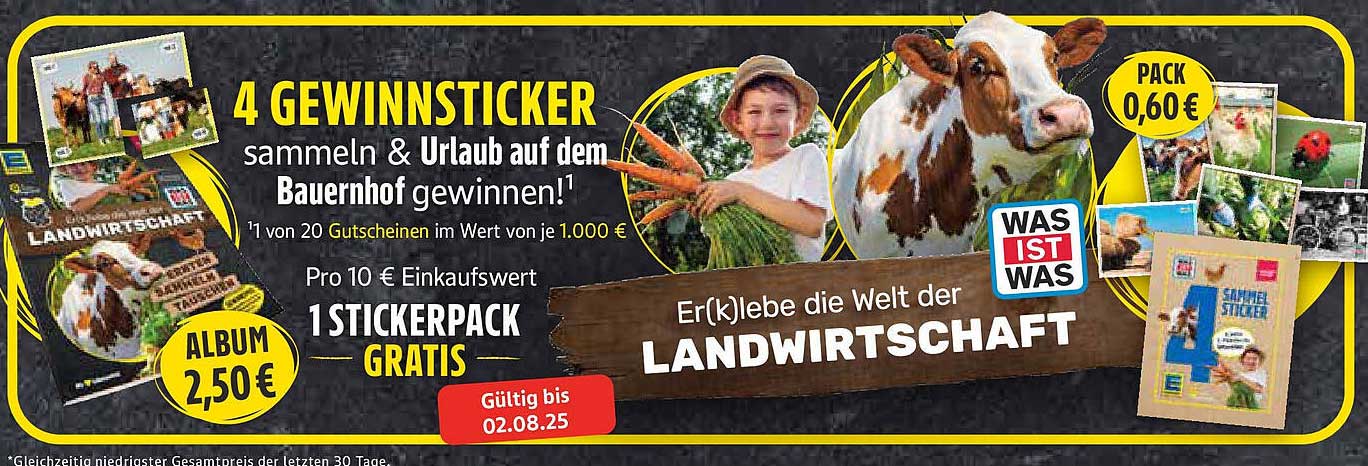 4 Gewinnsticker sammeln & Urlaub auf dem Bauernhof gewinnen!