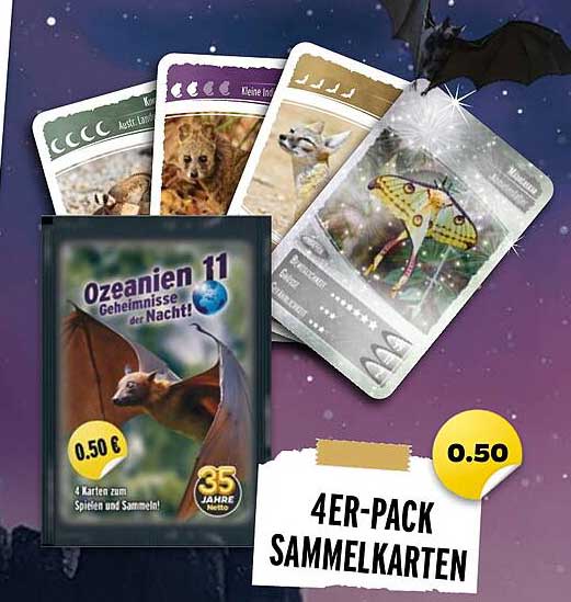 4er-Pack Sammelkarten "Ozeanien 11 - Geheimnisse der Nacht!"
